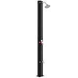 Homelux Solar Gartendusche Solardusche | warmes Wasser | 35 Liter | max. 60°C | ohne Stromanschluss | Pooldusche Camping| Regenduschkopf und Wasserhahn | Gartenschlauch-Anschluss | Schwarz