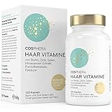 Cosphera Haar-Vitamine - Hochdosiert mit Biotin, Selen, Zink, Folsäure, Hirse Samen Extrakt - 120 vegane Kapseln im 2 Monatsvorrat - Haarkapseln für Männer und Frauen