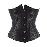 FeelinGirl Damen 26 Stahlstäbchen Corsage Unterbrust Satin Lace Up Waist Cincher Korsett top Shaper Korsage 5XL Schwarz mit 24 Stäbchen