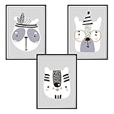 luvel - (P6) - 3er-Set DINA4 Poster für Kinderzimmer und den Bilderrahmen, Kinderposter, Babyzimmer Bilder, Baby Bilder, Dekoration Kinderzimmer