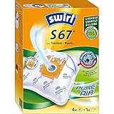 Swirl S 67 MicroPor Plus Staubsaugerbeutel für Siemens und Bosch Staubsauger | Anti-Allergen-Filter | Dauerhaft hohe Saugleistung | 4 Stück inkl. Filter