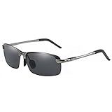 LZXC Herren Polarisiert Autofahren Sonnenbrille Fahrerbrille Federscharnier Outdoor Sportbrille AL-MG Metallrahmen Schwarz Linse