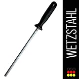 Wetzstahl aus Solingen 34cm / Wetzstahl für Messer Wetzstab/Chrom-Vanadium Stahl rostfrei/Messerschärfer/Messerschleifer schwarz