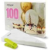 int!rend 100 Große Einweg Spritzbeutel, Spritztüten Set, Einwegspritzbeutel für Spritztüllen Set, Verzieren und Backen von Torten, Cupcakes, Kuchen