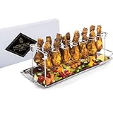 Horcrux - Hähnchenschenkelhalter aus Edelstahl - bis zu 14 Keulen - zusammenlegbares & platzsparendes Grillzubehör - verbesserter Hähnchenbräter