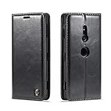 GHC Hüllen & Holster, Für Sony Xperia XZ3, Luxus Business Style Solid Color Premium PU Leder Geldbörse Magnetic Design Flip Folio Schutzhülle Abdeckung mit Kartensteckplatz (Farbe : Schwarz)