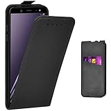 Adicase Galaxy A6 2018 Hülle Leder Tasche für Samsung Galaxy A6 2018 Handyhülle Flip Case Schutzhülle (Schwarz)