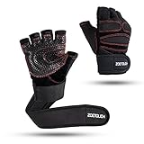ZOETOUCH Trainingshandschuhe Sport Kraftsport Halbfinger Fitness Handschuhe Für Krafttraining Bodybuilding Crossfit Gewichtheben Hanteln Damen Herren Schwarz