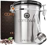KAFFEEDOSE / AROMADOSE mit Deckel aus rostfreiem Edelstahl für die perfekte Aufbewahrung von Kaffee - Luftdichter Vorratsbehälter aus Premium Qualität mit Edelstahldosierlöffel gratis