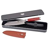 GRÄWE® Damaszener Santokumesser groß 17,5 cm Klinge, mit Hartholzgriff