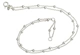 Fußkette Erbse mit Kugeln 2reihig - 1,3mm Durchmesser - 925 Silber, Länge wählbar von 23-30cm