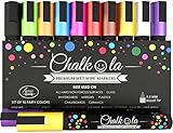 Kreidestift – 10er Pack neonfarbene Markerstifte. Für Whiteboard, Kreidetafel, Fenster, Tafel, Bistros – 6mm Kugelspitze mit 8 Gramm bunt Tinte