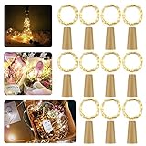 LED Flaschen-Licht,【11 Stück】20 LEDs 2M Kupferdraht Lichterkette Weinflasche Lichter mit Kork,LED Lichterketten Stimmungslichter Flasche DIY Deko für Party Weihnachten, Hochzeit oder Stimmung Lichter