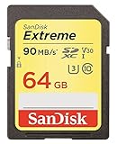 SanDisk Extreme 64 GB SDXC Speicherkarte bis zu 90 MB/Sek, Class 10, U3, V30, FFP
