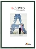 Crixus23 Echtholz Bilderrahmen für 11 x 15 cm Bilder, Farbe: Dunkel Grün Hochglanz, Massivholz Rahmen in Maßanfertigung mit Acryl Kunstglas (Bruchsicher) und MDF Rückwand, Rahmen Breite: 23mm, Aussenmaß: 14,4 x 18,4 cm