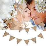 Jeteven 10m 48 Flags Wimpelkette Hochzeit Vintage Herz Jute Bunting Banner, Wimpel Hessischen Girlande Rustikal,Farbenfroh Wimpeln für Draußen Hochzeit