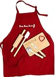 KATINGA Backe, Backe, Kuchen - tolles Backset für Kinder - inkl. Schürze, Nudelholz, Teigschaber, Teigrädchen, Pinsel, Ausstecher und Brettchen (7 teilig)