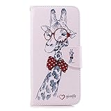 Reevermap Samsung Galaxy A50 Hülle für Samsung A50 Handyhülle Leder Flip Case Tasche Bookstyle Brieftasche Schutzhülle Handytasche Magnetisch Kartenfach Ständer Etui Giraffe