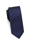 PUCCINI Elegante schmale Krawatte, modernes Streifendesign, 2 verschiedene Farben, Mikrofaser, 6 cm Skinny / Slim Tie, Handarbeit (Dunkelblau)