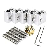 zomiee MK8 Extruder Kit 5 x 30 mm Länge Extruder 1,75 mm Tube + 5 x 0,4 mm Messing Extruder Düse Druckköpfe, + 5 x Aluminium Heizung Block für MK8 M6 MakerBot RepRap 3D-Drucker