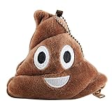 Lustiger Plüsch Münzbeutel (Geldbeutel/Portemonnaie/Geldbörse) mit witzigen Emoji-Motiv (Kackhaufen) für Mädchen & Jungs (auch als Schlüsseletui/Schlüsseltasche verwendbar) (Braun)