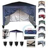 MCC 3mx3m Pavillon, Gartenpavillon, Falt Pavillon, Festzelt, Partyzelt, Komplettset mit Seitenteilen, BLAU