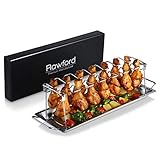 Rawford Hähnchenschenkel Halter mit Platz für 12 Keulen - Hähnchenkeulen Halter für perfekt gegrillte Chicken Wings - Zusammenlegbarer Hähnchenschenkelhalter aus Edelstahl - Leg Roaster (normal Size)