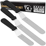 Chefarone Winkelpalette Set für Torte - 3 Streichpaletten Edelstahl für mehr Präzision beim Backen - 26 bis 36 cm (schwarz)