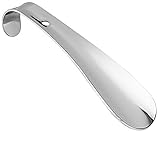 PREMYO Schuhanzieher klein aus Metall und stabil (16 cm Länge). Eleganter Schuhlöffel aus Metall klein 16 cm. Schuhlöffel für unterwegs aus Stahl