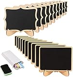 20 Mini Holz Tafel Set, KAKOO Kreidetafel Memotafel mit Stand-Füße als Tischkarte Platzkarte Namen Preis Schild für Landhaus Buffet Party Deko Vintage Hochzeit Tischdeko