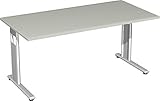 Gera Möbel S-617103-LG/SI Schreibtisch Lissabon, 160 x 80 x 68-82 cm, lichtgrau/silber