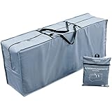Chefarone Schutzhülle für Auflagen (125 x 50 x 32 cm) - Wasserabweisende Gartenpolster Aufbewahrung Tasche mit Tragegriff - 250D Polyester - inklusive Aufbewahrungsbeutel (Schieferblau)