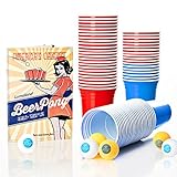 Lumaland Partybecher 100 Stück 16 oz Beer Pong Trinkbecher extra stark rot