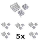 Electronic Alps 5er Pack: 5x3 Kühlkörper/Kühlrippen Aluminium Set mit Videokurs für Raspberry Pi 3 und Pi 2