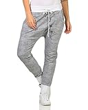 Moda Italy trendy Damen Sweatpants Baggy Boyfriend Freizeithose Jogginghose Baumwolle Sporthose Loose fit (Einheitsgröße: Gr. 36-40, Weiß)