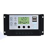 Solarladeregler,Hunpta@Solar Panel Regler Laderegler USB 40A 12V-24V mit Dual-USB-Ladegerät (Silber)