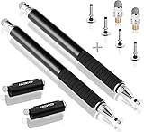MEKO 2 Stück 2-in-1 Präziser Eingabestift Touchstift Disc-Stylus Touch Pen mit 4x Disc Tipps, Fiber Tipps Kompatibel für Apple iPad iPhone Tablet Samsung Galaxy und alle Touchscreen-Geräte (Schwarz*2)