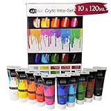 Artina Crylic 10 x 120ml Acrylfarben Set 10 Farben hochwertige Künstlerfarben Farbset Hobby-Künstler & Profis