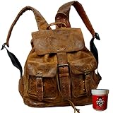BARON of MALTZAHN City Rucksack Bikerrucksack JALDA aus braunem Rugget-Hide Leder + Lederpflege