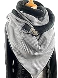 Tuecherfee/Pepita Schal/Dreieckstuch in schwarz/weiß / XXL Tuch/Schal mit Verschluss