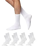 Snocks Crew Socken Sportsocken Herren Weiß Größe 43-46 Gr 43 44 45 46 Weiße Männer Tennissocken Socken Weisse Sport Socken Weiss Laufsocken Wandersocken Baumwolle Lange Socks Tennis Herrensocken
