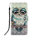 Reevermap Huawei P30 Pro Hülle Case HandyHülle für Huawei P30 Pro Handytasche 3D Muster Leder Tasche Magnetverschluss Brieftasche Flip Cover mit Ständer, Eule