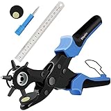[Volles Set] Leder Locher, Diyife® Gürtel Locher, Heavy Duty Revolver Lochzange mit 2 Extra Punch Platten und Lineal, Multi Sized Puncher für Gürtel, Kunsthandwerk, Karte, Gummi, etc.