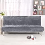Dicke Sofabettschutzhülle unifarben Sofa-Schonbezug Stretch Elastischer Stoff Sofa-Bett inkl. Strechhusse armlos Schutzhülle für Sofabett Haustier Hunde , hellgrau, 180-210CM