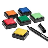 KATINGA Stempelkissen (6er Set) bunt INKL. Stift für Fingerabdrücke, zum Basteln und zum kreativen Gestalten