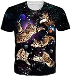 uideazone 3D Print Space Galaxis Cat T Shirts Tee Tops for Jungen