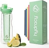 Hydracy Trinkflasche für Fruchtschorlen 750ml - Sport Wasserflasche Bpa Frei mit Langem Infuser und Isolierhülle - Detox Sportflasche + 27 Köstlichen Rezepten Aufgegossenes Wasser eBook Geschenk