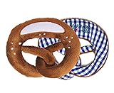 Wildfang by Nyani | Stofftier Plüsch-Brezel als Baby-Rassel | Stoffbrezel für Kleinkinder als Spielzeug-Geschenk (blau/weiß Kariertes Trachtenmuster mit Rassel)