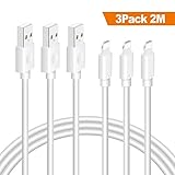 Ulinek 3er Pack iPhone Ladekabel mit 2m länge, Lightning Ladekabel für iPhone 8/8 Plus 7/7 Plus 6S/6S Plus 6/6 Plus 5S 5C 5, iPad Air/Air 2, iPad Mini 2/3/4, iPad 4 (Weiß)
