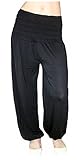 Damen Pumphose "Harems-Hose" Einheitsgröße S M L XL XXL Yoga Pant Pluderhose lang (Schwarz)